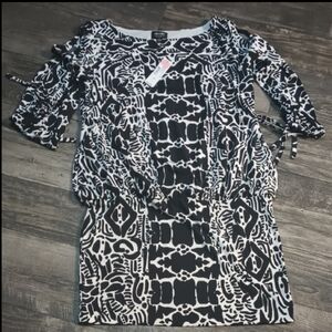 Nicole Miller Abstract Black and White Tunic